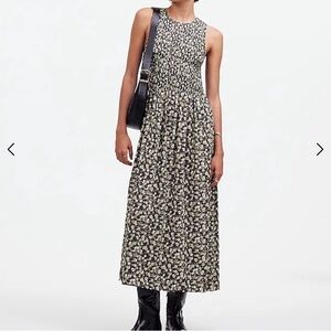 Madewell smocked midi dress in dark pavement floral